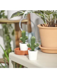 FEJKA 2pcs Artificial Plant with Pot Green/White  - Image 2