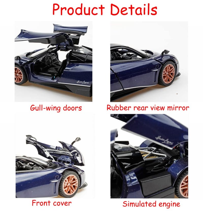 VARIYA ENTERPRISE® 1:32 Pagani HUIYARA Toy Car Metal Pull Back Diecast Car with Openable Door and Sound Light, Gifts Toys for Kids【 Multicolor 】 - Image 5