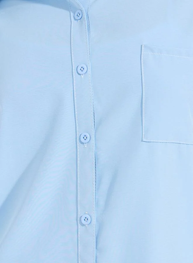 Take Two Oversized Solid Button Down Shirt with Dropped Shoulder