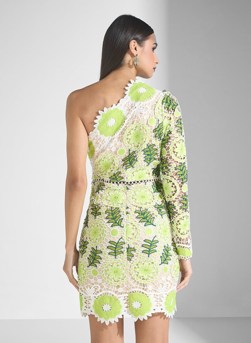 Just Me Floral Lace Mini Dress - Image 3