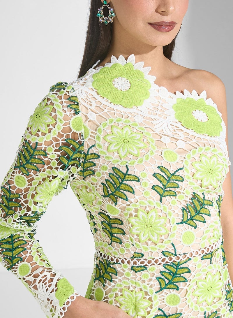 Just Me Floral Lace Mini Dress - Image 4