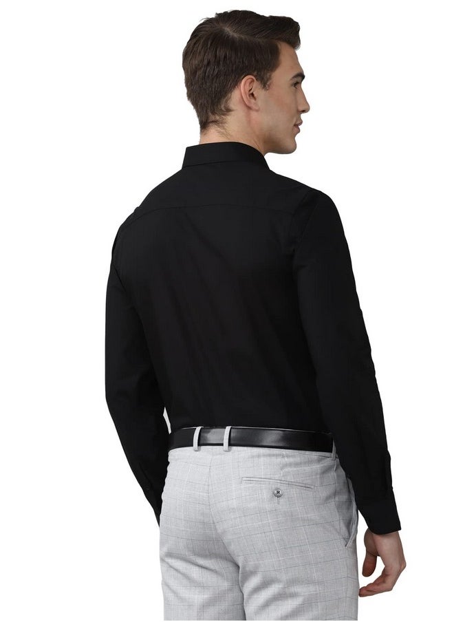 Peter England Peter England Jeans Men's Slim Fit Shirt (PESFMSLB003086_Black 44)  - Image 3