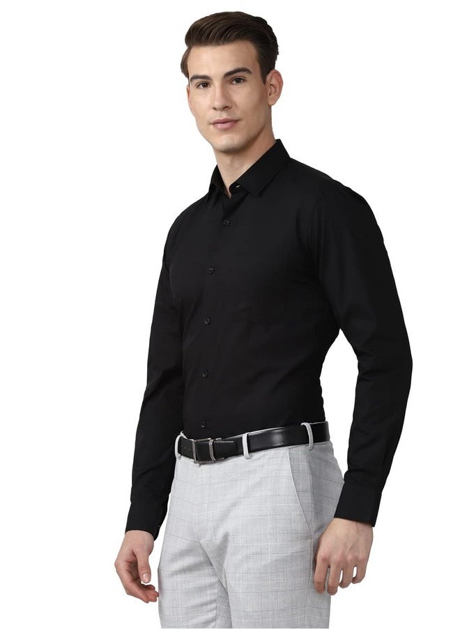 Peter England Peter England Jeans Men's Slim Fit Shirt (PESFMSLB003086_Black 44)  - Image 2