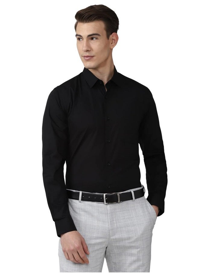 Peter England Peter England Jeans Men's Slim Fit Shirt (PESFMSLB003086_Black 44)  - Image 1