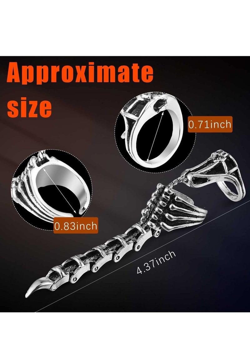 Zikra Silver Scorpion Ring Knuckle Finger Ring Punk Hinged Activity Rings for Women and Men Party Jewelry(2 Pcs) - Image 3