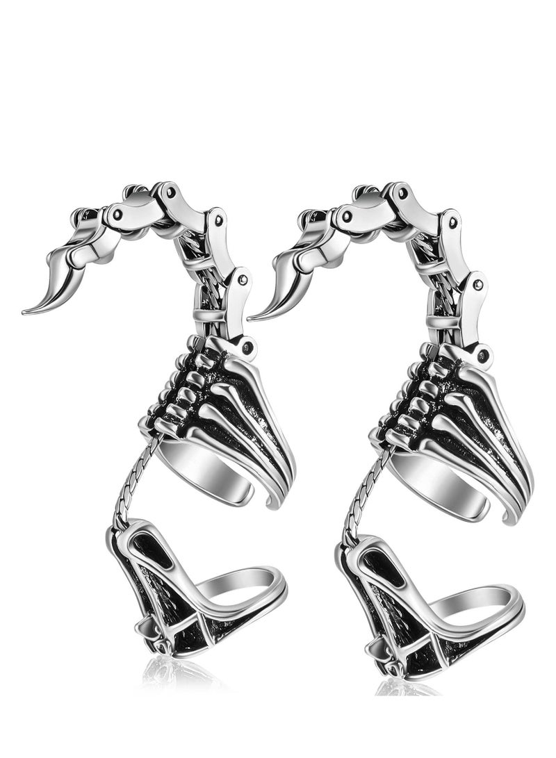 Zikra Silver Scorpion Ring Knuckle Finger Ring Punk Hinged Activity Rings for Women and Men Party Jewelry(2 Pcs) - Image 1