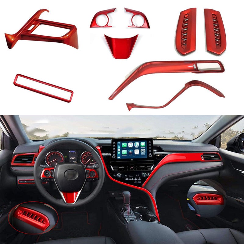 BOLTRY for Toyota Camry 2024 LE SE XLE XSE 20212023 ABS Full Set of Car Interiors Instrument Panel Decorative Center Console Moulding Trim Air Outlet Automotive Steering Wheel Cover Accessories 9Pcs