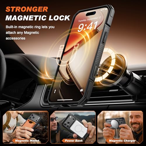 TONGATE for iPhone 17 Pro Max Case with 360° Spin Magnetic Stand, [Compatible with MagSafe][Military-Grade Protection] with Privacy Screen Protector & Camera Control Cover for iPhone 17 ProMax, Black - Image 5