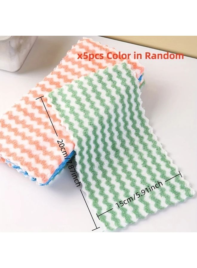 5Pcs Reusable Cleaning Cloths Coral Fleece Dish Towels Multi Surface Random Color - Image 4