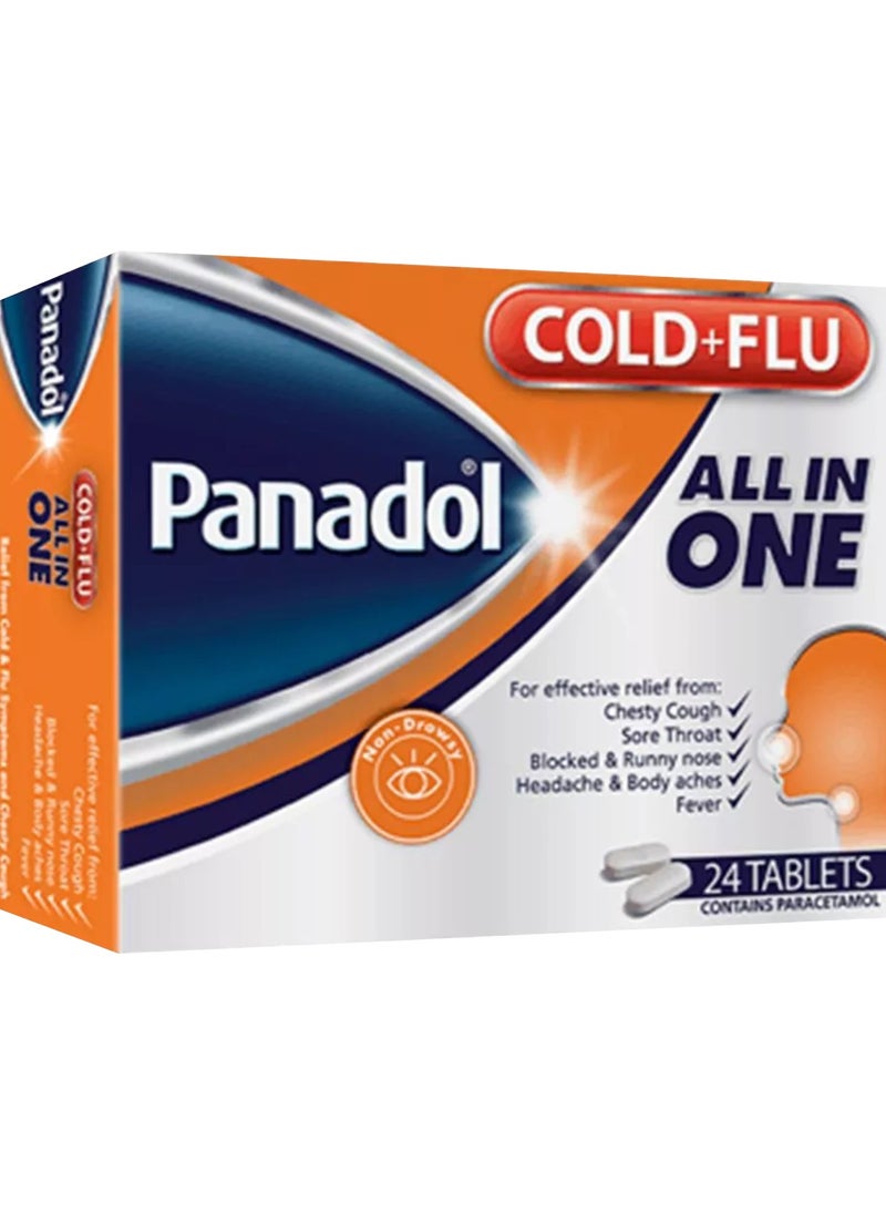 Panadol Panadol Cold And Flu All In One Tablets For Cough, Cold & Flu Pack of 24's  - Image 1