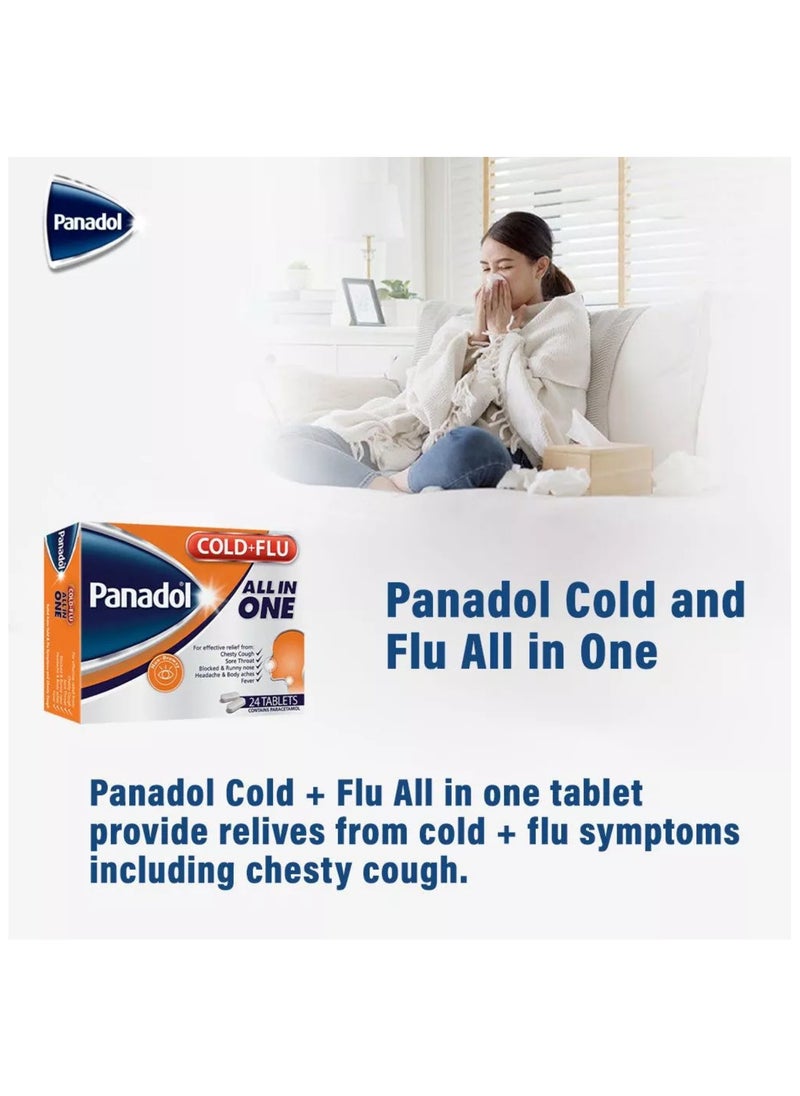 Panadol Panadol Cold And Flu All In One Tablets For Cough, Cold & Flu Pack of 24's  - Image 3