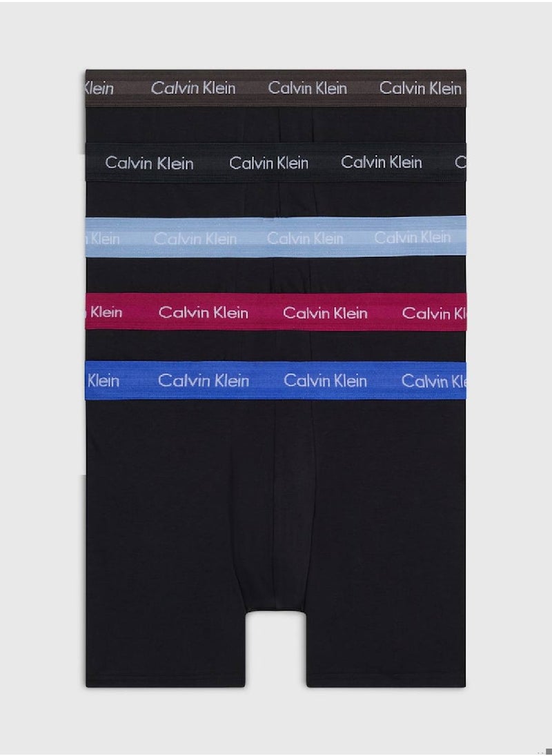 CALVIN KLEIN - Men's 5 Pack Boxer Briefs - Cotton Stretch -  cotton elastane blend, Multicolor - Image 1
