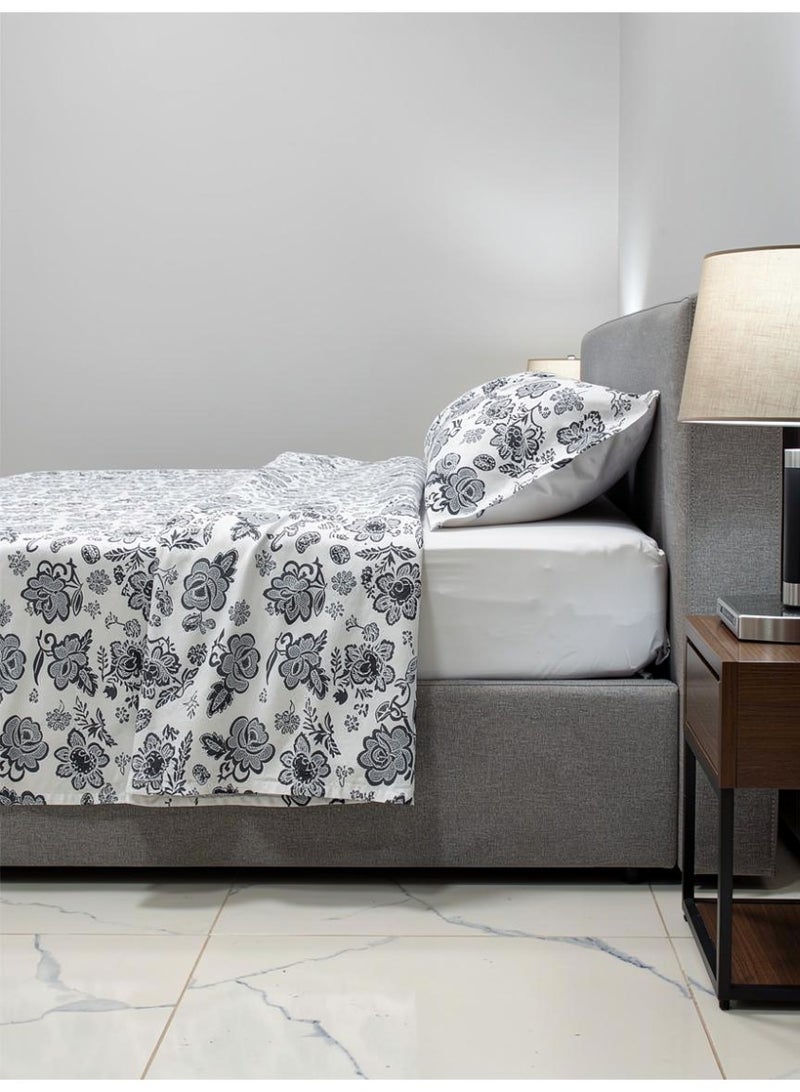 RISHAHOME King size Cotton Blend Flat Bedsheet Set 144 Thread Count Floral Printed Design 220x240 cm - Image 2