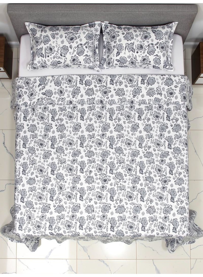 RISHAHOME King size Cotton Blend Flat Bedsheet Set 144 Thread Count Floral Printed Design 220x240 cm - Image 3