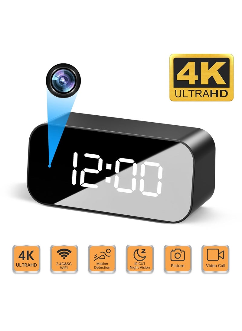 TECHNOVIEW 4K UltraHD WiFi Clock Security Camera 24G Motion Detection Ultra Night Vision PhotoVideoAudio Recording App Name Smart Life