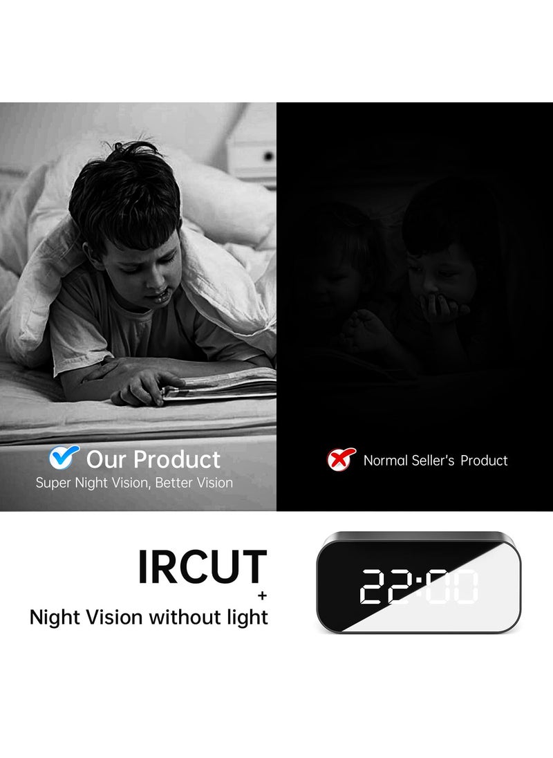 TECHNOVIEW 4K UltraHD WiFi Clock Security Camera 24G Motion Detection Ultra Night Vision PhotoVideoAudio Recording App Name Smart Life