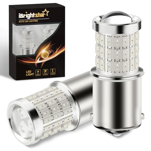 مصباح LED أحمر BA15S 1156 من iBrightstar لمصابيح الفرامل 1141 سوبر برايت لمصابيح الفرامل الخلفية ومصابيح الذيل - عبوة 2