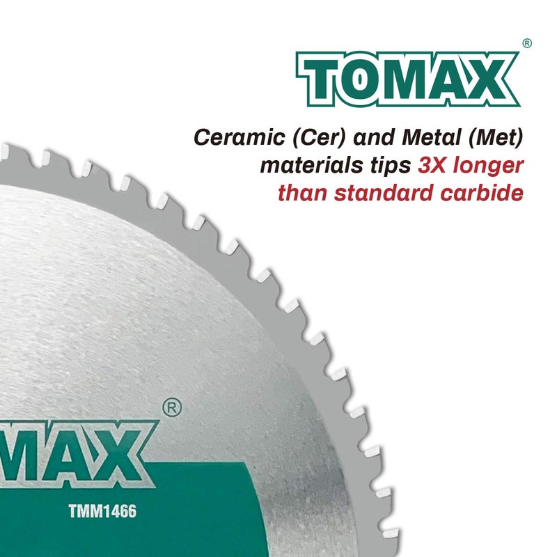 TOMAX Tooth Industrial Level Steel and Ferrous Metal Saw Blade with 5/8 Inch DMK Arbor (14" 66T) - Image 2
