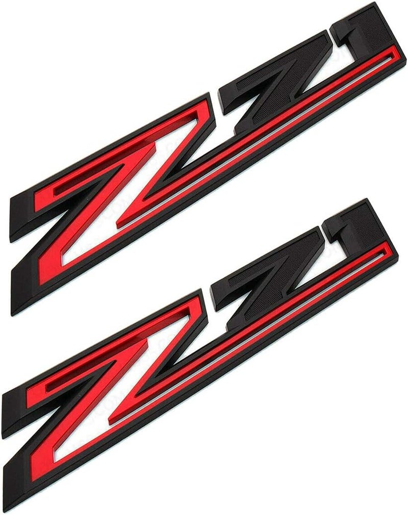 Aimoll 2Pcs 11.5 Inch Z71 Emblems 3D Badge Decals for Silverado 2019-2021 (Black Red) - Image 1