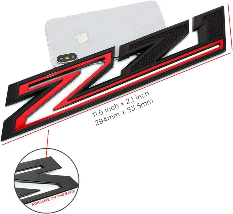 Aimoll 2Pcs 11.5 Inch Z71 Emblems 3D Badge Decals for Silverado 2019-2021 (Black Red) - Image 5