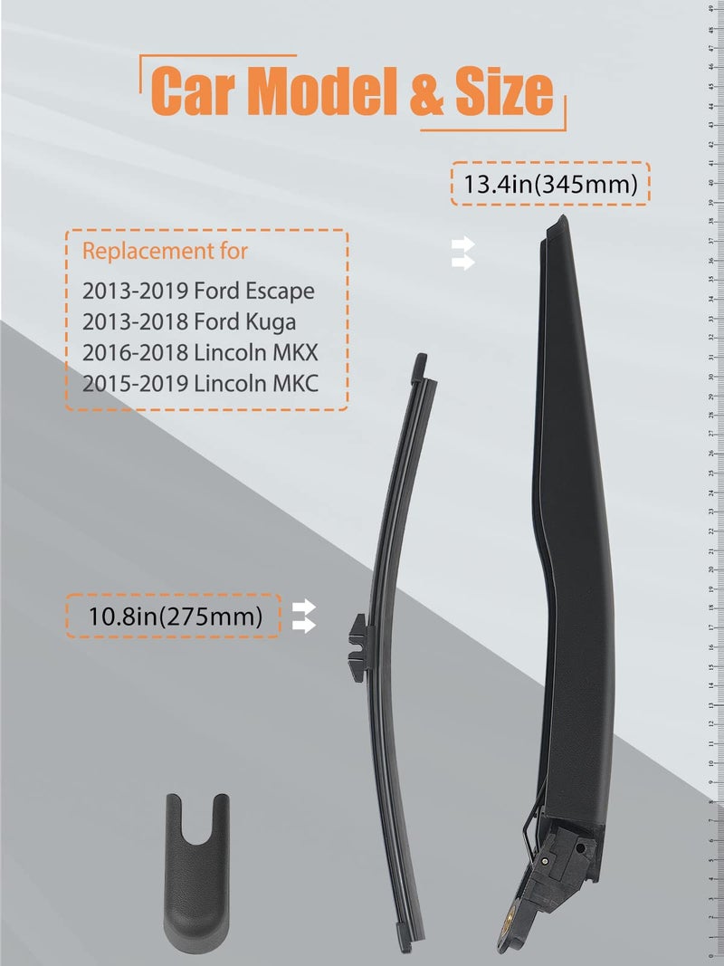 MIKKUPPA Rear Wiper Arm Blade, Replacement for 2013-2023 Ford Escape, 2015-2019 Lincoln MKC - MIKKUPPA Back Windshield Wiper Assembly Replacement - All Season Natural Rubber Cleaning Window - Image 2