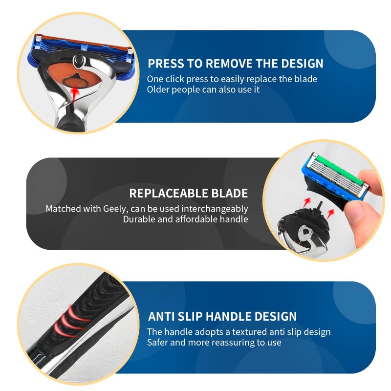OENUASG Replace Handle Compatible with Gillette Fusion5 Razors for Men, Comfort Glide Razor Handle Non-slip Ergonomic Handles, Only the handle(1 Pack Black) - Image 2