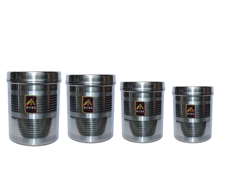 MUKE stainless Steel kitchen Container Dibba Food Storage Utility Containers set 4 pcs Set 2 kg to 5 kg 15 18 - Image 4
