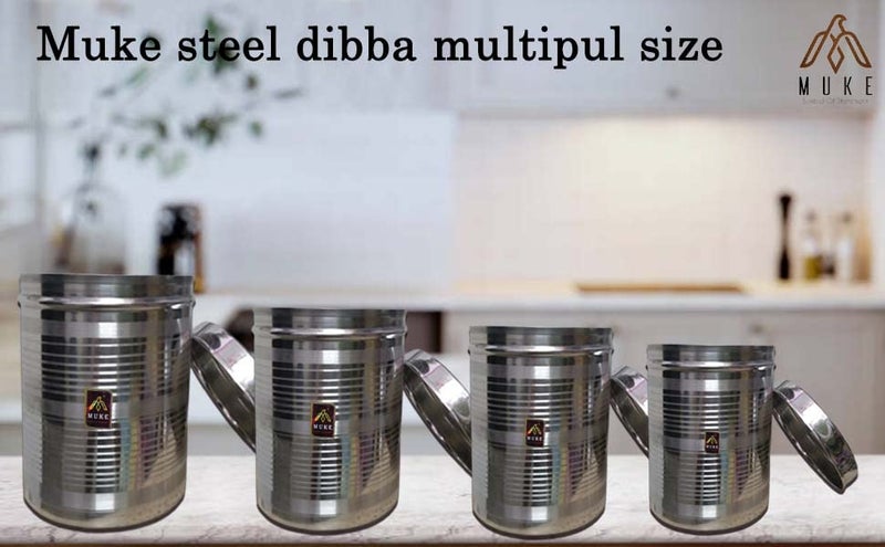 MUKE stainless Steel kitchen Container Dibba Food Storage Utility Containers set 4 pcs Set 2 kg to 5 kg 15 18 - Image 5