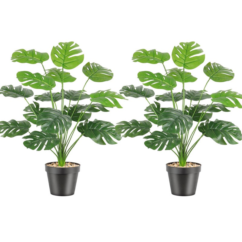 SOMYTING Set of 2 Fake Plants Artificial Floor Plants Large Tropical Palm Tree Tall Monstera Plant Tree in Pot Faux Plants for Indoor Outdoor Home Office Room Decor - Image 1