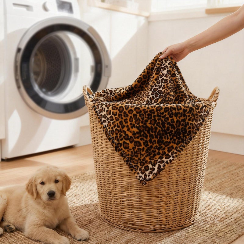 Vessia Leopard Printed Throw Blanket for Couch,Bed,Sofa, Soft Cozy 290GSM Classic Leopard Pattern Blanket for All Season, Lightweight Comfy Yellow Cheetah Animal Print Flannel Fleece Decor - Image 4