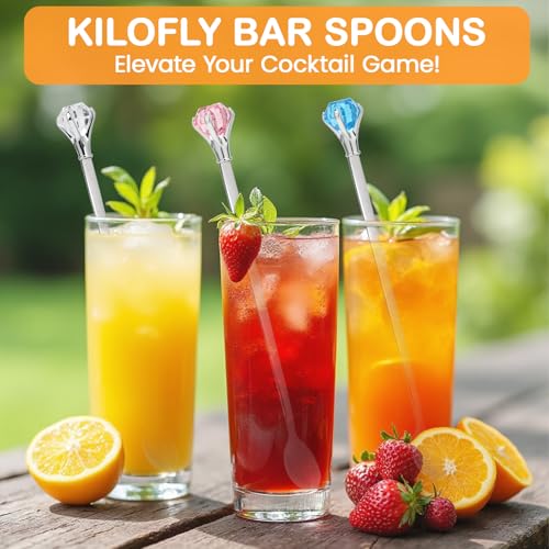 kilofly طقم ملاعق بار مزينة بالأحجار الكريمة من كيلوفلاي، مجموعة من 4 - Image 5