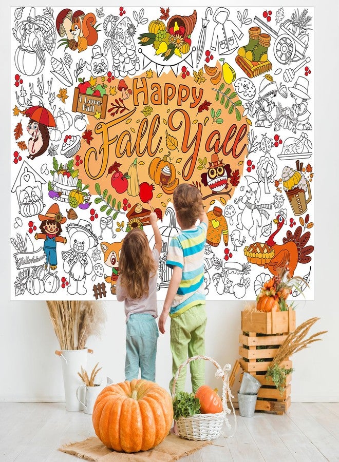 HOWAF بوستر تلوين عملاق HOWAF سعيد بموسم الخريف مع 24 قطعة (24 لون) أقلام تلوين، لافتة تلوين عملاقة مرحبًا بالخريف لأنشطة ألعاب حفلات الأطفال، غطاء طاولة تلوين كبير مرحبًا بالخريف - Image 4