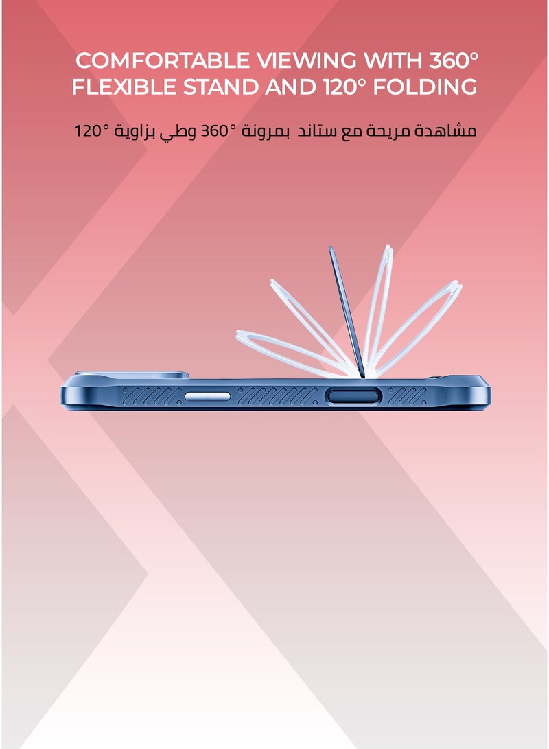 زوندا كفر ارمور اكس ايفون 17 برو ماكس ماج سيف لون كحلي غامق - حامل قابل للدوران 360 درجة، حماية قوية بدرجة عسكرية،  مقاوم للخدش والصدمات، متوافق مع ملحقات MagSafe. - Image 4