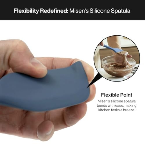Misen Nonstick-Safe Silicone Spatula - Dishwasher Safe, Heat Resistant - Versatile Professional-Grade Kitchen Tool for Pancakes, Eggs, and Baking - Strong, Flexible, Durable Rubber Utensil - Blue - Image 4