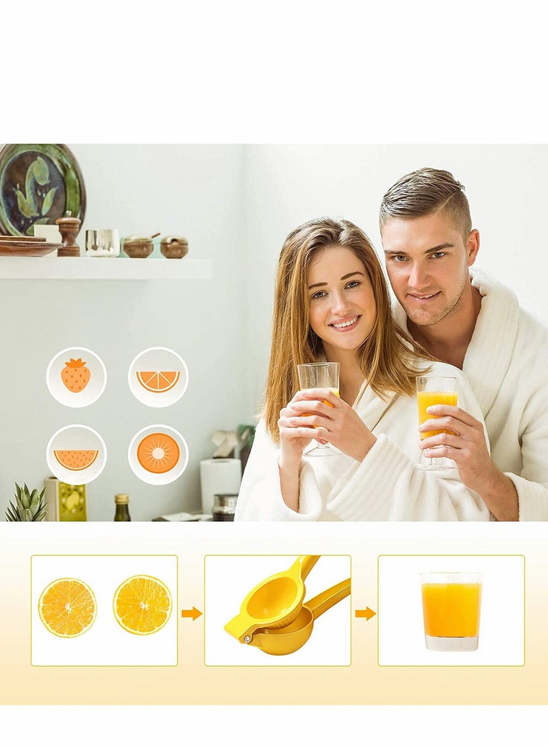 KASTWAVE عصارة ليمون يدوية 2 في 1، عصارة فواكه من المعدن، أداة مطبخ احترافية، سهلة التنظيف، لعصر العصير، صفراء  - Image 5