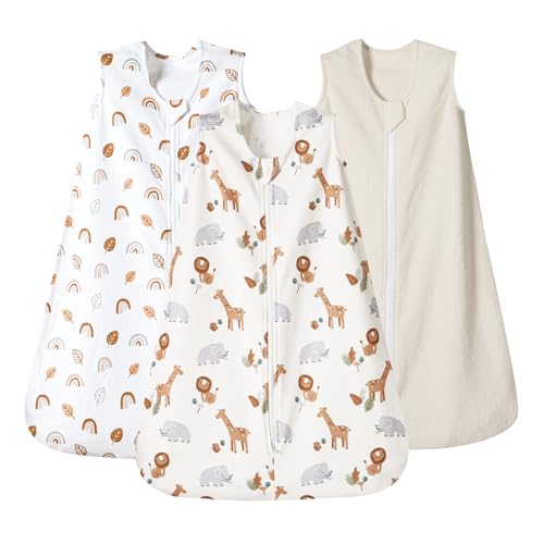 PHF 3 Pack Warm Micro-Fleece Baby Sleep Sack 18-24 Months, Soft Baby Wearable Blanket, 2-Way Zipper Sleeping Bags, Comfy Toddler Sleeping Sack for Boys, Woodland - Image 1
