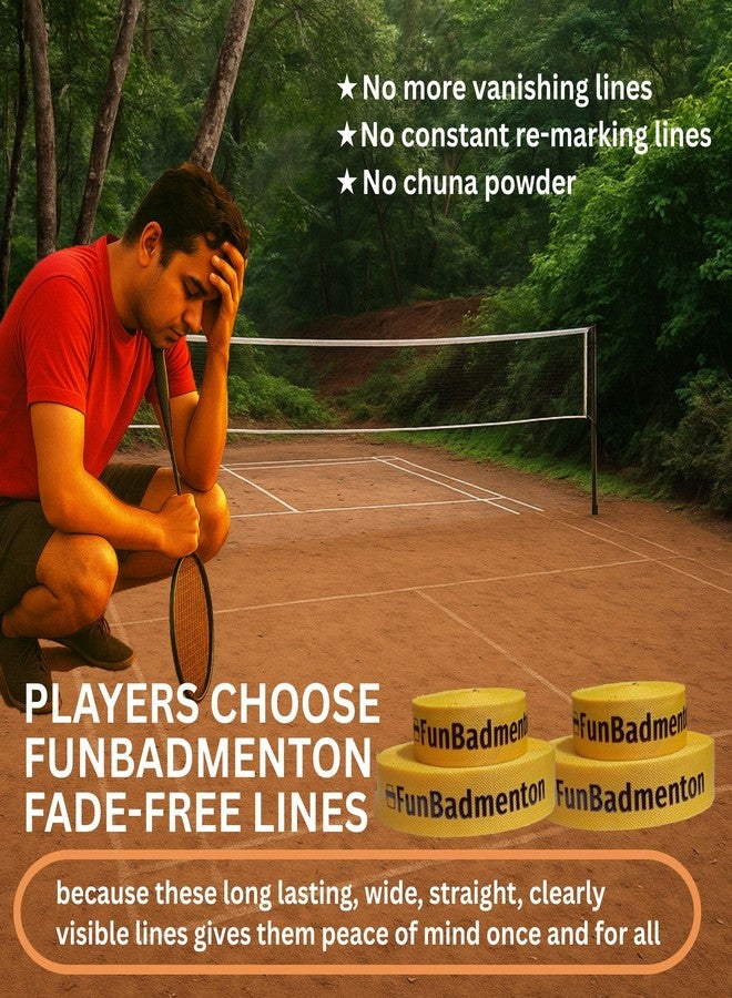 FunBadmenton Singles & Doubles Badminton Court Boundary Line Combo - Creates 44x20 ft & 44x17 ft Court on Grass & Soil | Easy Setup | Saves Money - Image 2