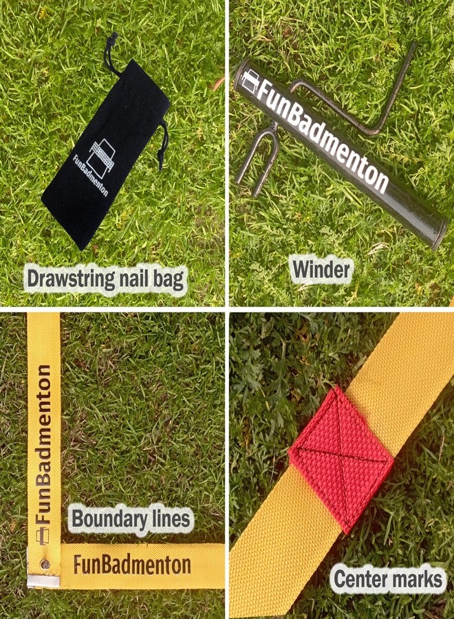 FunBadmenton Singles & Doubles Badminton Court Boundary Line Combo - Creates 44x20 ft & 44x17 ft Court on Grass & Soil | Easy Setup | Saves Money - Image 5