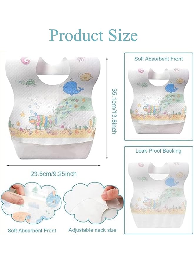 SKY-TOUCH Disposable Baby Bibs 60Pcs Portable Waterproof Bib With Crumb Catcher For Girls And Boys Individually Packaged Suitable For Traveling And Outing Baby Bibs Travel Essential - Image 4
