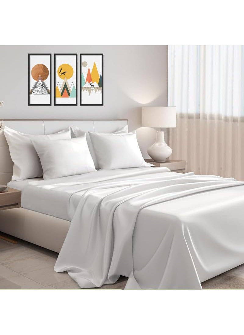 Bright Décor Bedsheets for King Bed Ultra Soft Microfiber Hotel Luxury Flat Bed Sheets Include Pillow Cases 1800 Series White King  - Image 4