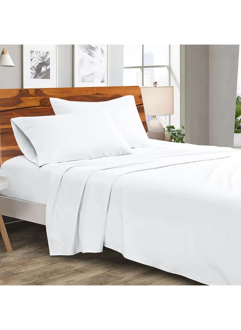 Bright Décor Bedsheets for King Bed Ultra Soft Microfiber Hotel Luxury Flat Bed Sheets Include Pillow Cases 1800 Series White King  - Image 1