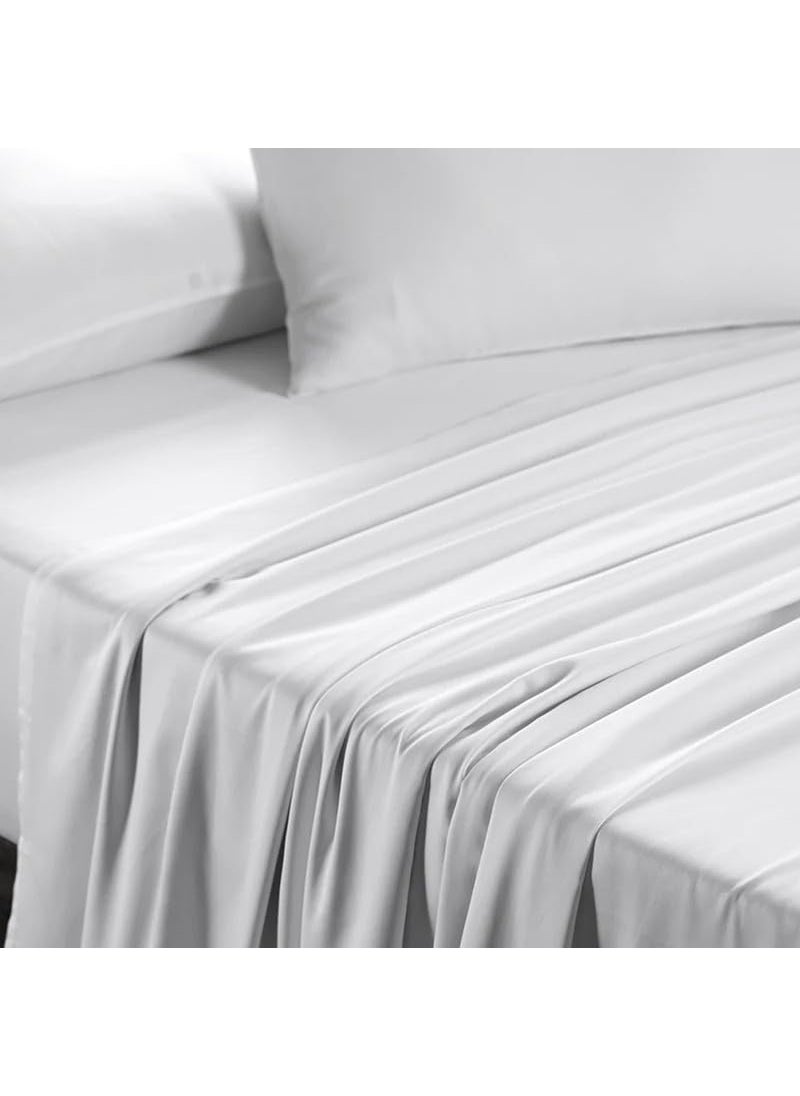 Bright Décor Bedsheets for King Bed Ultra Soft Microfiber Hotel Luxury Flat Bed Sheets Include Pillow Cases 1800 Series White King  - Image 2