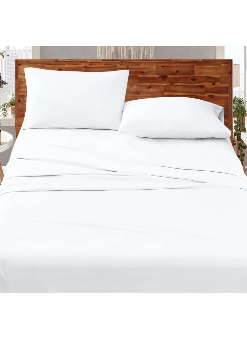 Bright Décor Bedsheets for King Bed Ultra Soft Microfiber Hotel Luxury Flat Bed Sheets Include Pillow Cases 1800 Series White King  - Image 3