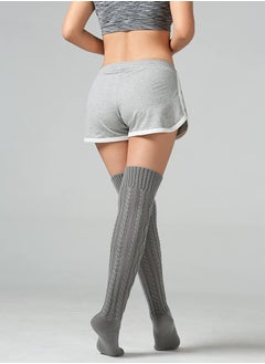 Excefore High Socks for Women Cable Knit Over Knee Boot Socks Long Warm Leg Warmers for Winter Rhombus Curled Long Tube Knee Socks Ladies Knitted Wool Socks Stockings Over Knee Leg Warmers  - Image 2
