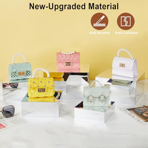 Jolboldy Acrylic Risers for Display 5 Pcs, Food Risers for Party Silver Display Stands Box Nesting Display for Jewelry Bag Cosmetics Catering Dessert Collectibles - Image 4