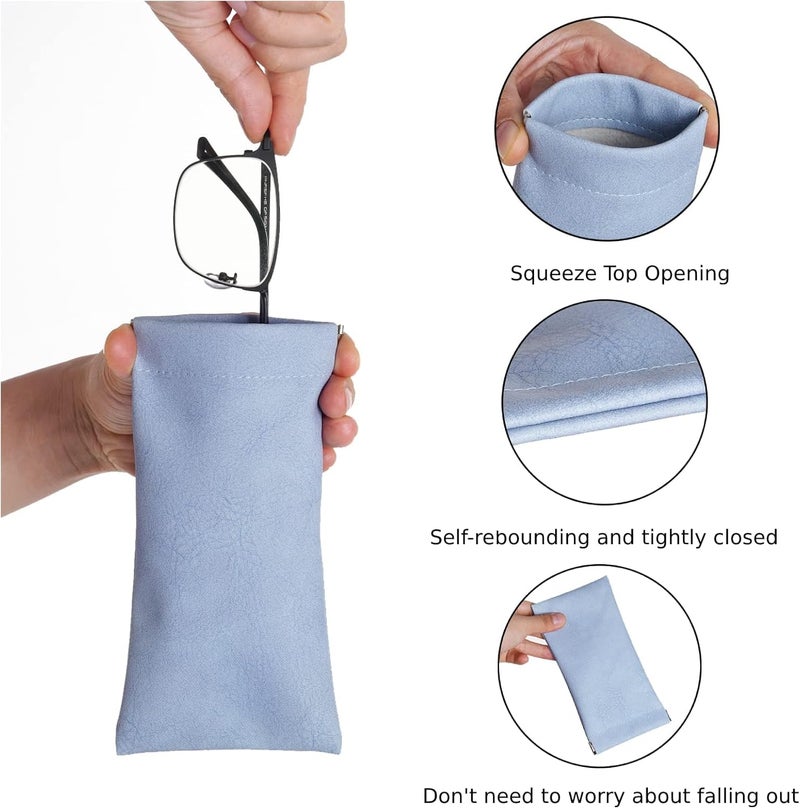 Paporich 3 Pcs Leather Eyeglasses Cases - Soft Anti-Scratch Sunglass Pouch Set for Men and Women - Image 2