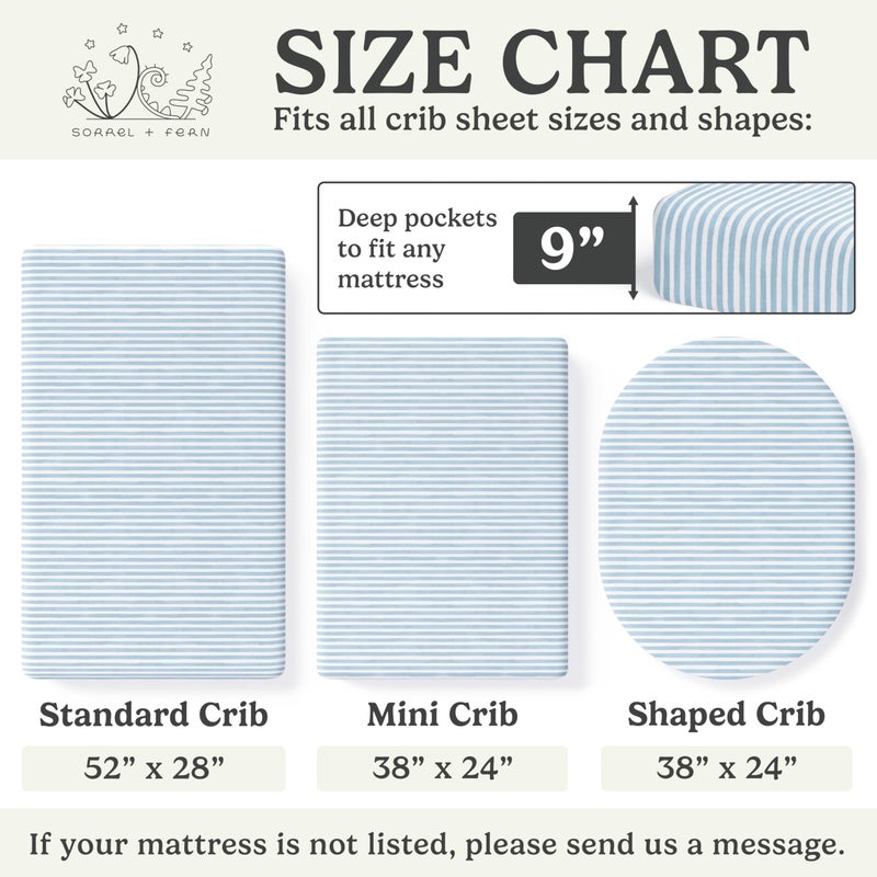 Sorrel + Fern Crib Sheets Neutral - Fitted Baby Crib Sheets Bed for Girl Boy - 2 Pack Standard & Toddler Mattress - Buttery Soft Organic Cotton Blend (Airplanes in The Clouds) - Image 5