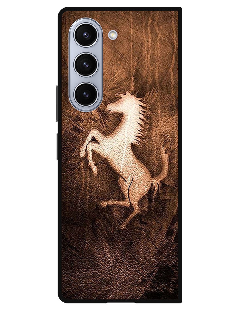 Theodor Protective Case Anti Scratch Shock Proof Bumper Cover For Samsung Galaxy Z Fold 5 Leather Horse - Image 1