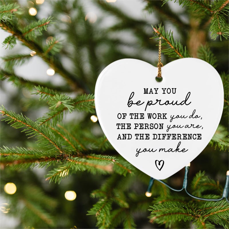 Piuzmnsiy May You Be Proud of the Work You Do the Person You Are and the Difference You Make Thank You Gift Ornament Keepsake Sign Heart Plaque Employee Gift Appreciation Gifts for Coworkers - Image 3