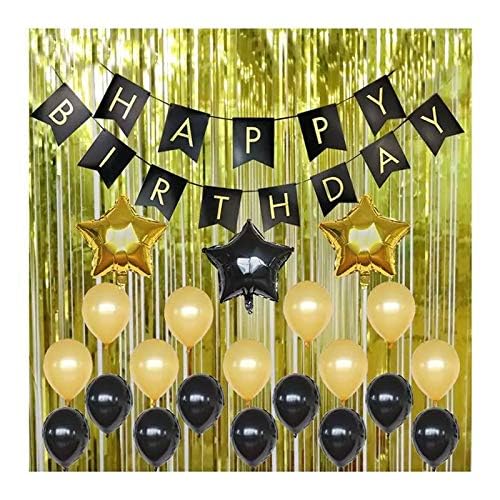 TOYXE Happy Birthday Paper Banner with Fringe Curtains and Balloons Set of 25 Pcs - Image 3